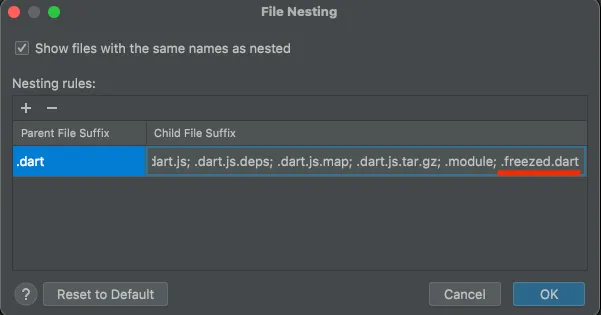 Android Studio FileNestingField