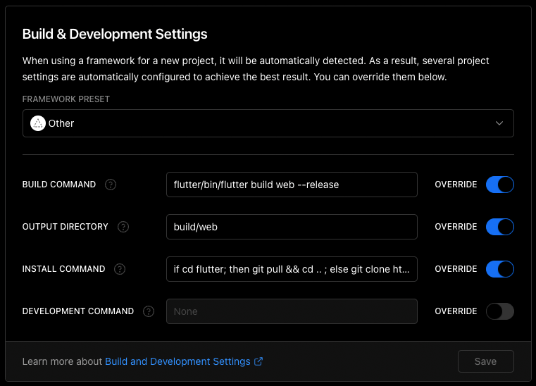 build setting